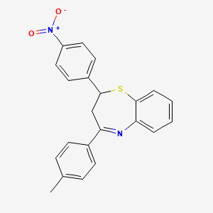 molecular formula C22H18N2O2S B11686536 4-(4-Methylphenyl)-2-(4-nitrophenyl)-2,3-dihydro-1,5-benzothiazepine 