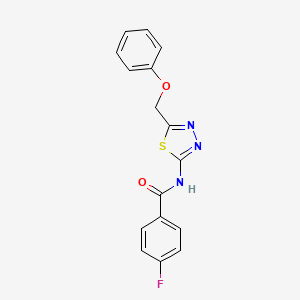 molecular formula C16H12FN3O2S B11686547 4-fluoro-N-[5-(phenoxymethyl)-1,3,4-thiadiazol-2-yl]benzamide 