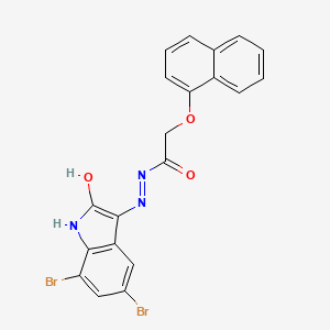 molecular formula C20H13Br2N3O3 B11686562 N'-[(3E)-5,7-dibromo-2-oxo-1,2-dihydro-3H-indol-3-ylidene]-2-(naphthalen-1-yloxy)acetohydrazide 