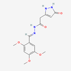 molecular formula C15H18N4O5 B11686565 2-(5-hydroxy-1H-pyrazol-3-yl)-N'-[(E)-(2,4,5-trimethoxyphenyl)methylidene]acetohydrazide 