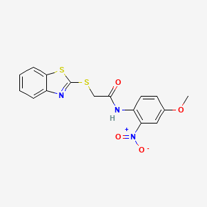 molecular formula C16H13N3O4S2 B11686568 2-(1,3-benzothiazol-2-ylsulfanyl)-N-(4-methoxy-2-nitrophenyl)acetamide 