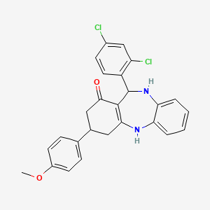 molecular formula C26H22Cl2N2O2 B11686570 11-(2,4-dichlorophenyl)-3-(4-methoxyphenyl)-2,3,4,5,10,11-hexahydro-1H-dibenzo[b,e][1,4]diazepin-1-one 