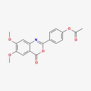 molecular formula C18H15NO6 B11686578 4-(6,7-dimethoxy-4-oxo-4H-3,1-benzoxazin-2-yl)phenyl acetate 