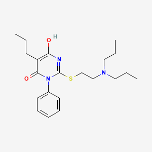 molecular formula C21H31N3O2S B11686588 2-(2-Dipropylamino-ethylsulfanyl)-6-hydroxy-3-phenyl-5-propyl-3H-pyrimidin-4-one 