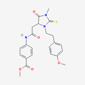 molecular formula C23H25N3O5S B11686592 Methyl 4-[({3-[2-(4-methoxyphenyl)ethyl]-1-methyl-5-oxo-2-thioxoimidazolidin-4-yl}acetyl)amino]benzoate 