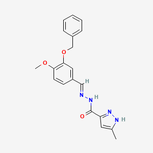 molecular formula C20H20N4O3 B11686599 5-ME-2H-Pyrazole-3-carboxylic acid (3-benzyloxy-4-methoxy-benzylidene)-hydrazide 