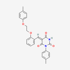 molecular formula C27H24N2O5 B11686618 (5Z)-5-({2-[2-(4-Methylphenoxy)ethoxy]phenyl}methylidene)-1-(4-methylphenyl)-1,3-diazinane-2,4,6-trione 