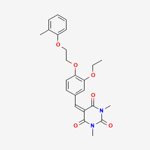 molecular formula C24H26N2O6 B11686693 5-({3-Ethoxy-4-[2-(2-methylphenoxy)ethoxy]phenyl}methylidene)-1,3-dimethyl-1,3-diazinane-2,4,6-trione 