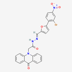 molecular formula C26H17BrN4O5 B11686707 N'-{(E)-[5-(2-bromo-4-nitrophenyl)furan-2-yl]methylidene}-2-(9-oxoacridin-10(9H)-yl)acetohydrazide 