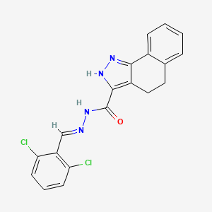 molecular formula C19H14Cl2N4O B11686712 N'-[(E)-(2,6-dichlorophenyl)methylidene]-4,5-dihydro-1H-benzo[g]indazole-3-carbohydrazide 