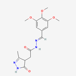 2-(3-hydroxy-5-methyl-4H-pyrazol-4-yl)-N'-[(E)-(3,4,5-trimethoxyphenyl)methylidene]acetohydrazide