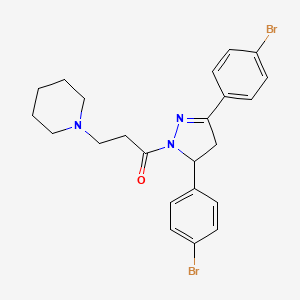 molecular formula C23H25Br2N3O B11686743 1-[3,5-bis(4-bromophenyl)-4,5-dihydro-1H-pyrazol-1-yl]-3-(piperidin-1-yl)propan-1-one 