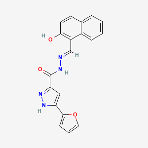 molecular formula C19H14N4O3 B11686860 5-Furan2YL2H-pyrazole-3-carboxylic acid (2-HO-naphthalen-1-ylmethylene)hydrazide 