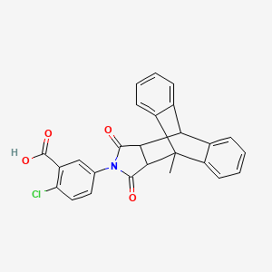 molecular formula C26H18ClNO4 B11686868 2-Chloro-5-(1-methyl-16,18-dioxo-17-azapentacyclo[6.6.5.0~2,7~.0~9,14~.0~15,19~]nonadeca-2,4,6,9,11,13-hexaen-17-yl)benzoic acid (non-preferred name) 