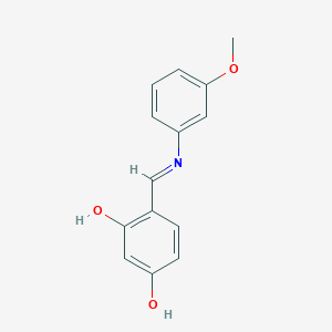 molecular formula C14H13NO3 B11686944 4-[(E)-[(3-Methoxyphenyl)imino]methyl]benzene-1,3-diol 