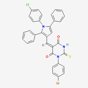 (5E)-1-(4-bromophenyl)-5-{[1-(4-chlorophenyl)-2,5-diphenyl-1H-pyrrol-3-yl]methylidene}-2-thioxodihydropyrimidine-4,6(1H,5H)-dione