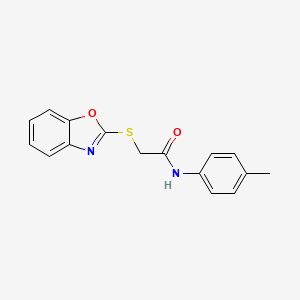 molecular formula C16H14N2O2S B11686955 2-(1,3-benzoxazol-2-ylsulfanyl)-N-(4-methylphenyl)acetamide 