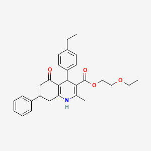 2-Ethoxyethyl 4-(4-ethylphenyl)-2-methyl-5-oxo-7-phenyl-1,4,5,6,7,8-hexahydroquinoline-3-carboxylate