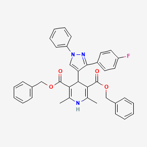 molecular formula C38H32FN3O4 B11686962 dibenzyl 4-(3-(4-fluorophenyl)-1-phenyl-1H-pyrazol-4-yl)-2,6-dimethyl-1,4-dihydropyridine-3,5-dicarboxylate 