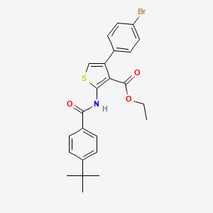 molecular formula C24H24BrNO3S B11686969 Ethyl 4-(4-bromophenyl)-2-{[(4-tert-butylphenyl)carbonyl]amino}thiophene-3-carboxylate 