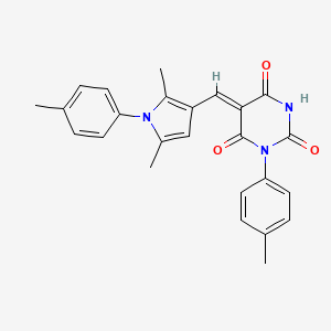 molecular formula C25H23N3O3 B11686985 (5Z)-5-{[2,5-dimethyl-1-(4-methylphenyl)-1H-pyrrol-3-yl]methylidene}-1-(4-methylphenyl)pyrimidine-2,4,6(1H,3H,5H)-trione 