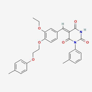 molecular formula C29H28N2O6 B11686989 (5Z)-5-{3-ethoxy-4-[2-(4-methylphenoxy)ethoxy]benzylidene}-1-(3-methylphenyl)pyrimidine-2,4,6(1H,3H,5H)-trione 