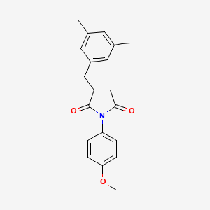 molecular formula C20H21NO3 B11687013 3-[(3,5-Dimethylphenyl)methyl]-1-(4-methoxyphenyl)pyrrolidine-2,5-dione 