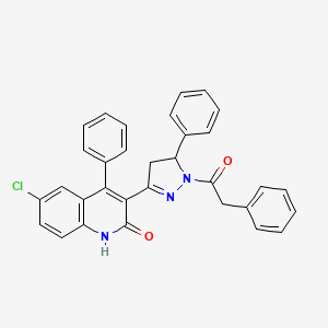 molecular formula C32H24ClN3O2 B11687016 6-chloro-4-phenyl-3-[5-phenyl-1-(phenylacetyl)-4,5-dihydro-1H-pyrazol-3-yl]quinolin-2(1H)-one 