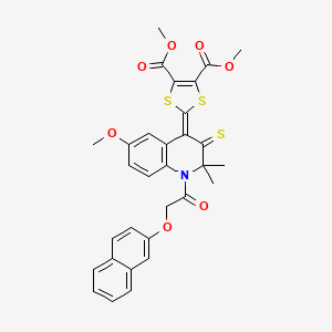 dimethyl 2-{6-methoxy-2,2-dimethyl-1-[(naphthalen-2-yloxy)acetyl]-3-thioxo-2,3-dihydroquinolin-4(1H)-ylidene}-1,3-dithiole-4,5-dicarboxylate