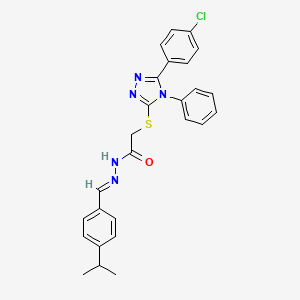 2-{[5-(4-chlorophenyl)-4-phenyl-4H-1,2,4-triazol-3-yl]sulfanyl}-N'-{(E)-[4-(propan-2-yl)phenyl]methylidene}acetohydrazide