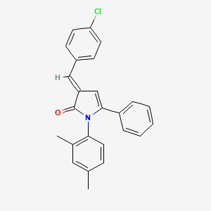 molecular formula C25H20ClNO B11687092 (3E)-3-(4-chlorobenzylidene)-1-(2,4-dimethylphenyl)-5-phenyl-1,3-dihydro-2H-pyrrol-2-one 