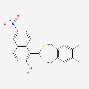 molecular formula C21H19NO3S2 B11687097 1-(7,8-Dimethyl-1,5-dihydro-2,4-benzodithiepin-3-yl)-6-nitronaphthalen-2-ol 