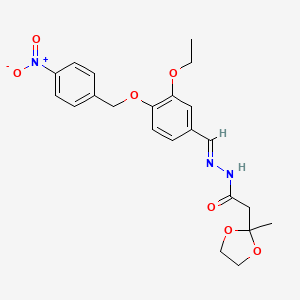 molecular formula C22H25N3O7 B11687123 N'-[(E)-{3-ethoxy-4-[(4-nitrobenzyl)oxy]phenyl}methylidene]-2-(2-methyl-1,3-dioxolan-2-yl)acetohydrazide 