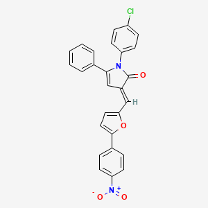 molecular formula C27H17ClN2O4 B11687144 (3E)-1-(4-chlorophenyl)-3-{[5-(4-nitrophenyl)furan-2-yl]methylidene}-5-phenyl-1,3-dihydro-2H-pyrrol-2-one 