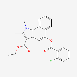 molecular formula C24H20ClNO4 B11687150 ethyl 5-{[(2-chlorophenyl)carbonyl]oxy}-1,2-dimethyl-1H-benzo[g]indole-3-carboxylate 