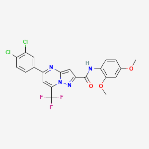 molecular formula C22H15Cl2F3N4O3 B11687159 5-(3,4-dichlorophenyl)-N-(2,4-dimethoxyphenyl)-7-(trifluoromethyl)pyrazolo[1,5-a]pyrimidine-2-carboxamide 