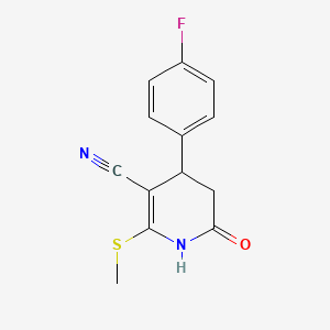 molecular formula C13H11FN2OS B11687167 4-(4-Fluorophenyl)-6-hydroxy-2-(methylsulfanyl)-4,5-dihydropyridine-3-carbonitrile 