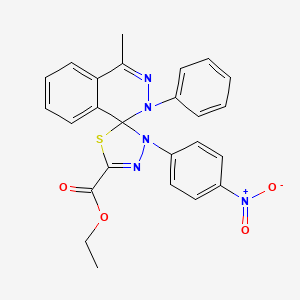 molecular formula C25H21N5O4S B11687173 ethyl 4-methyl-3'-(4-nitrophenyl)-2-phenyl-2H,3'H-spiro[phthalazine-1,2'-[1,3,4]thiadiazole]-5'-carboxylate 