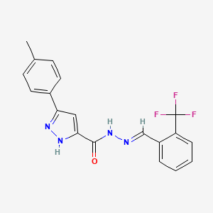 3-(4-Methylphenyl)-N'-[(E)-[2-(trifluoromethyl)phenyl]methylidene]-1H-pyrazole-5-carbohydrazide