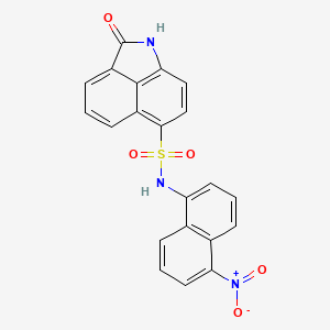 molecular formula C21H13N3O5S B11687211 N-(5-nitro-1-naphthyl)-2-oxo-1,2-dihydrobenzo[cd]indole-6-sulfonamide 