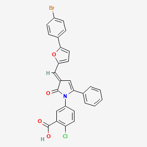 5-[(3E)-3-{[5-(4-bromophenyl)furan-2-yl]methylidene}-2-oxo-5-phenyl-2,3-dihydro-1H-pyrrol-1-yl]-2-chlorobenzoic acid