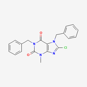 molecular formula C20H17ClN4O2 B11687242 1,7-dibenzyl-8-chloro-3-methyl-3,7-dihydro-1H-purine-2,6-dione 