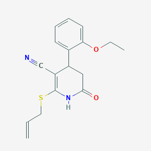 molecular formula C17H18N2O2S B11687252 4-(2-Ethoxyphenyl)-6-oxo-2-(prop-2-en-1-ylsulfanyl)-1,4,5,6-tetrahydropyridine-3-carbonitrile 