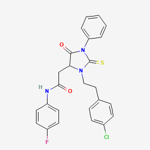 2-{3-[2-(4-chlorophenyl)ethyl]-5-oxo-1-phenyl-2-thioxoimidazolidin-4-yl}-N-(4-fluorophenyl)acetamide