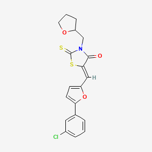 molecular formula C19H16ClNO3S2 B11687279 (5Z)-5-{[5-(3-chlorophenyl)furan-2-yl]methylidene}-3-(tetrahydrofuran-2-ylmethyl)-2-thioxo-1,3-thiazolidin-4-one 