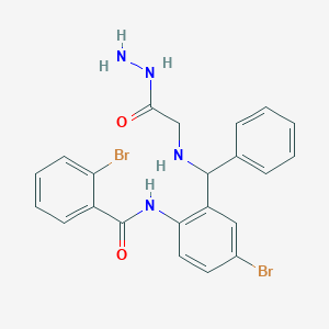 molecular formula C22H20Br2N4O2 B11687281 2-Bromo-N-{4-bromo-2-[(hydrazinocarbonylmethyl-amino)-phenyl-methyl]-phenyl}-benzamide 