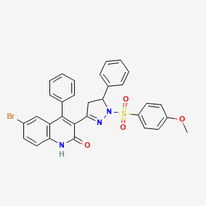 molecular formula C31H24BrN3O4S B11687310 6-bromo-3-(1-((4-methoxyphenyl)sulfonyl)-5-phenyl-4,5-dihydro-1H-pyrazol-3-yl)-4-phenylquinolin-2(1H)-one 