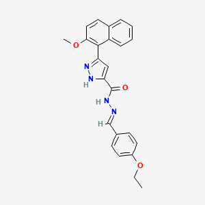 molecular formula C24H22N4O3 B11687330 N'-[(E)-(4-Ethoxyphenyl)methylidene]-3-(2-methoxy-1-naphthyl)-1H-pyrazole-5-carbohydrazide 