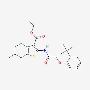 molecular formula C24H31NO4S B11687337 Ethyl 2-{[(2-tert-butylphenoxy)acetyl]amino}-6-methyl-4,5,6,7-tetrahydro-1-benzothiophene-3-carboxylate 