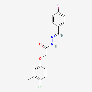 molecular formula C16H14ClFN2O2 B11687359 2-(4-chloro-3-methylphenoxy)-N'-[(E)-(4-fluorophenyl)methylidene]acetohydrazide 